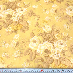 Daisy Kingdom Victoria Rose Allover Yellow Cotton Fabric by the HALF YARD 18×45