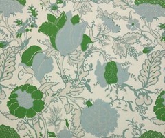 ACQUITAINE WOLF HALL MEADOW GREEN FLORAL LINEN EXCLUSIVE FABRIC 2.2 YARD 53″W