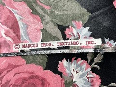 1 yard Marcus Brothers Textiles Fabric Black w Floral Pink Mauve Roses x44″ wide