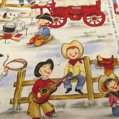 VTG LIL COWPOKES Cotton Quilting Fabric Michael Miller Cowboys ADORABLE BTY x 44