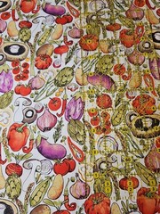 100% Cotton Packed Vegetables Watercolor Cooking Food Fabric FQ Fat Quarter