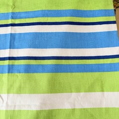 Bold Striped Cotton Drapery Slub Fabric Lime Green Navy Ocean Blue White 4ydx46