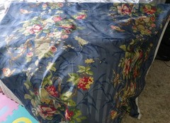 Richloom Platinum Collection Blue Stripe Floral Birds Fabric 6+ Yds NEW Charming