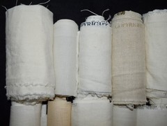 2 Lbs 2.2oz Linen & Cotton Fabric Remnant Strips ** White—Cream—Natural ** 3-5″w