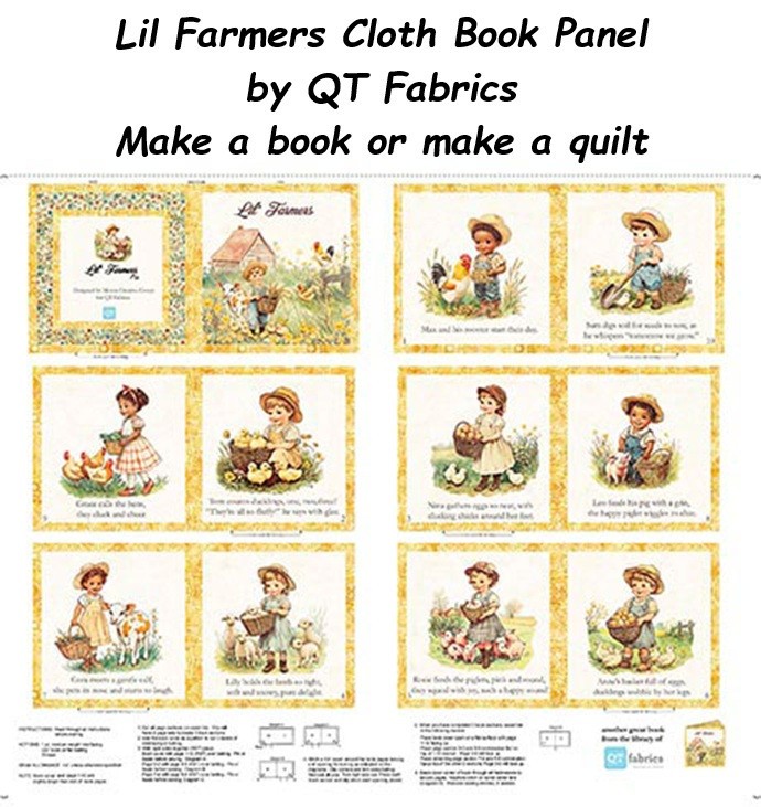 Lil Farmers Cloth Book Cotton quilt fabric Panel by QT Fabrics 32070-X