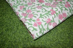 7 Yard Hand Block Floral Print Fabric 100%Cotton NO TARRIF CHARGES 100%✅ZK_234