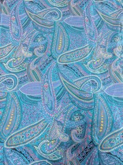 Samurai Textiles Satin Teal Purple Paisley Boho Fabric Remnant #49348 45″ X 3yd