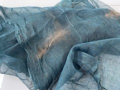 Antique Japanese Hand Spun Fine Hemp Kaya Mosquito Net Turquoise Seamless 70″