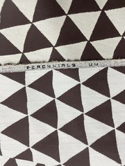 PERENNIALS GEO TRIANGLE BROWN IVORY OUTDOOR INDOOR JACQUARD FABRIC BY YARD 54″W
