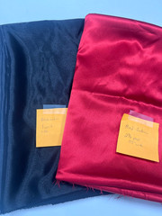 Silky Smooth Satin Sewing Fabric Material BLACK 1 YD X 56” & RED 2 3/4 yd x 55”