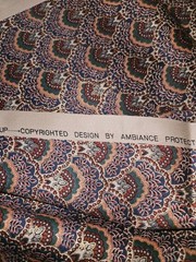 VTG Ambiance HTF Scalloped Art Deco Style Print Cotton Fabric 4.25 Yards X 55″W