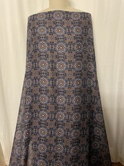 100% High Quality Silk Batiste Geometric Tile Blue Print Fabric By 56″ Wide
