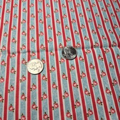 Sky Blue Red White Stripe Pink Roses Joann Buttercream Cotton Fabric 2 Yards