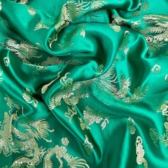 Arisa JADE GREEN Dragon Brocade Chinese Satin Fabric for Cheongsam/Qipao, Appar