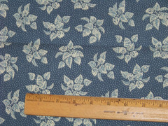 Vintage Cotton Fabric – 2 Yds + 23″ x 40″ W – Blue Floral Print