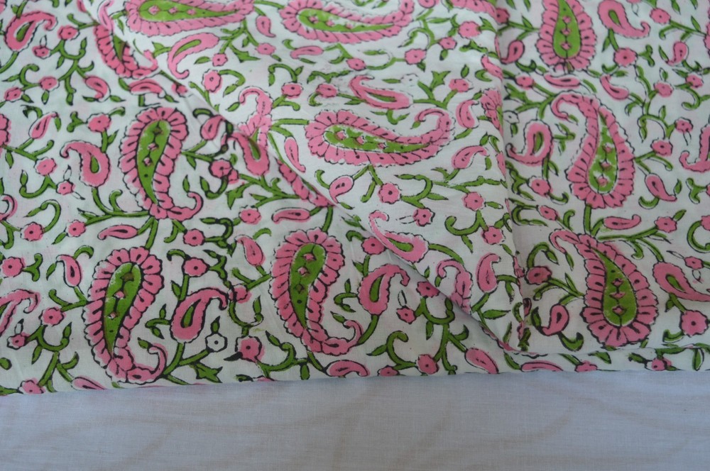 Hand Block Print 100%Cotton 2.5 Yard Fabric NO TARRIF CHARGES 100%✅ ZK_161*