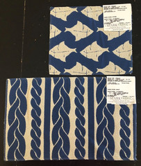 OLD WORLD WEAVERS 2 pcs Blue & Sand Nautical Reversible Acrylic Fabric Samples