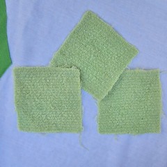 Vintage Fabric Scrap LOT Lime Green Wool Blue Mid Century Mod Aunt Leo D5
