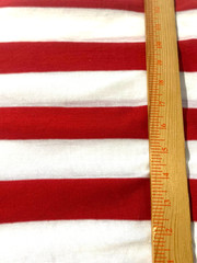Lightweight cotton polyester knit fabric/red & white sideways stripe 30″ x 66″