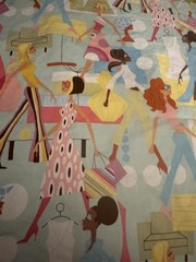 NEW MOD WOMAN WALKING FABRIC- 20” t x 40” w