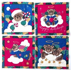 100 Quilt Fabric Squares 6.5″ x 6.5″ – Christmas – Santa, Bears, Snowmen, Rose