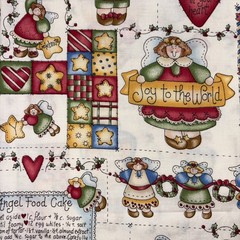 Joyful Angels Wreaths All over Dianna Marcum Cotton Fabric 21”X 34”