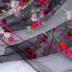 1 Yard 3D Flower Embroidery Lace Fabric Tulle Material DIY Wedding Bridal Dress