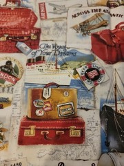 Cotton fabric #B27-ATA33-P01 travel, Brother Sister Design Studio 2008 1 yard