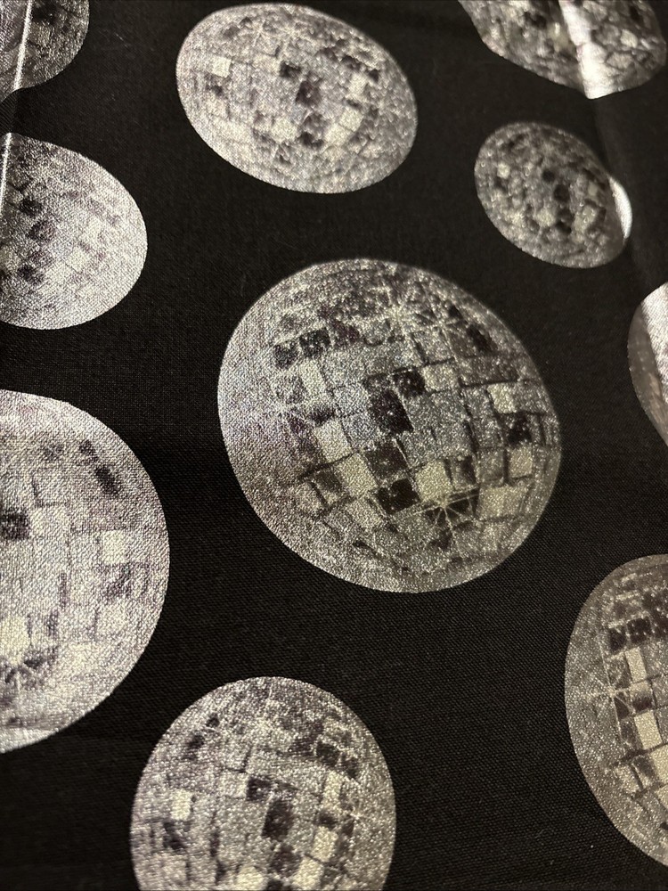 Silver Disco Balls Cotton Fat Quarter 18”x21” New