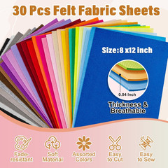 30PCS 8″ X 12″ 1.4 Mm Thick Soft Felt Sheets,30 Assorted Multicolour Series Soft