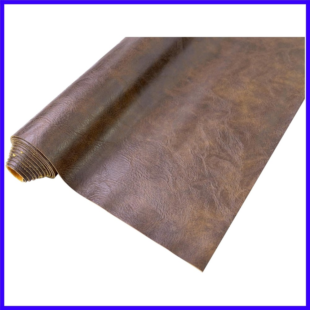 1 Yards 54″ x 36″ Dark Brown Faux Leather Fabric Distressed Crazy Horse Soft …