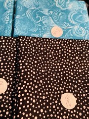 Lot of 10 Coordinating Fabric Scraps Bright Colors Sewing Theme Black Red Blue