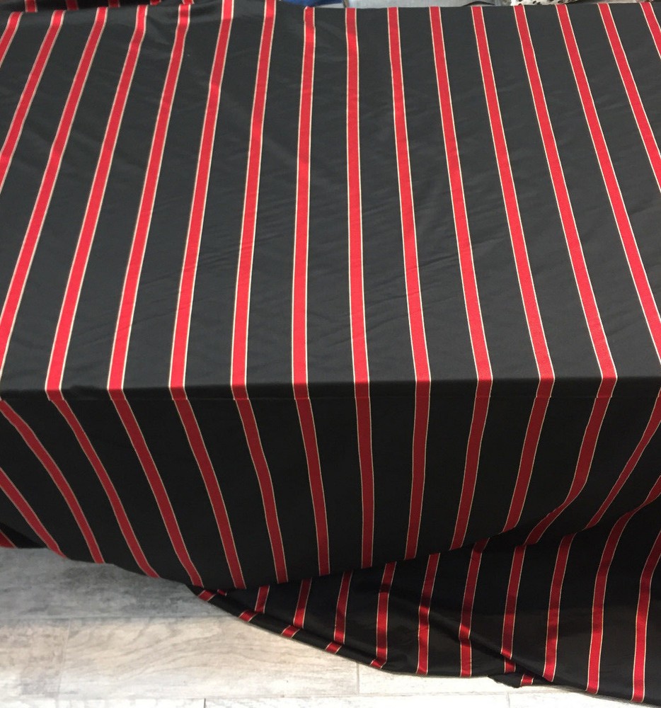 30 Yard Roll Black with Red Stripes Fabric 120 inches double wide tablecloth