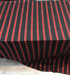 30 Yard Roll Black with Red Stripes Fabric 120 inches double wide tablecloth
