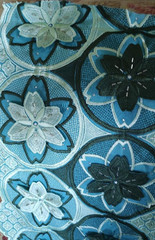 African 3D Embroidered Lace Fabric Beaded w/Flowers 51″x5 yds