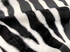 60″ Zebra Animal Pattern Short Pile Smooth Faux Fur Velboa S-Wave Fabric BTY