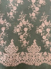 Teagan BLUSH PINK Damask Design Embroidered on Mesh Lace Fabric by the Yard – 1