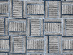 Brook Perdigon Caravan Hand-Blocked Linen Fabric in Indigo Blue, 3 Yds, New