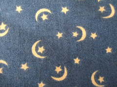 3-3/4 YDS VTG CREAM STARS & MOON ON BLUE 100% COTTON OOP FONS & PORTER