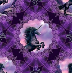 UNICORN MAGIC BY Anne Stokes Clothworks Y4709-104 Magical purple fabric BTHY