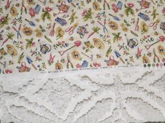 Vintage Hoffman Cotton Fabric Cottagecore Quilting Garden Hats Floral 42 x 66″