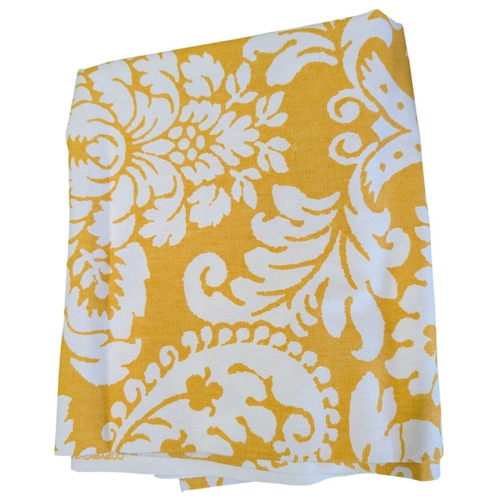 Braemore Fabrics Yellow Cream Damask Paisley Floral Cotton Decor Fabric 36×44 in