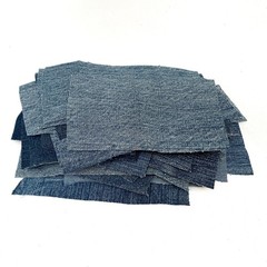 Lot of 50 Salvaged Small Blue Jean Denim Pieces Recycled Reclaimed Scraps Wedges