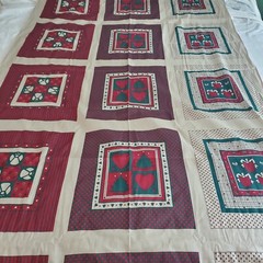 Christmas Cotton Fabric Cheater Quilt Square Blocks Pillow 43″W x 2½ Yds