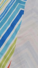 White Aqua orange Lime green Chevron Piece of Swim Fabric 1.5 yds X 82″w