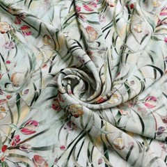 55” By Yards Mint Green Floral Viscose Fabric Soft Rayon Sewing Material