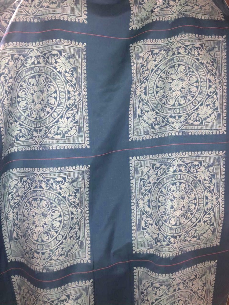 CLASSIC BLUE PILLOW PANELS FABRIC 100% COTTON 23″ X 45″ UNIQUE ABSTRACT DESIGN