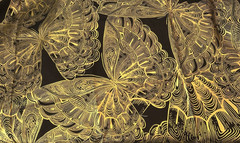 Lux by Timeless Treasures Quilting Fabric Butterfly Black Gold Metallic 40″ X 42