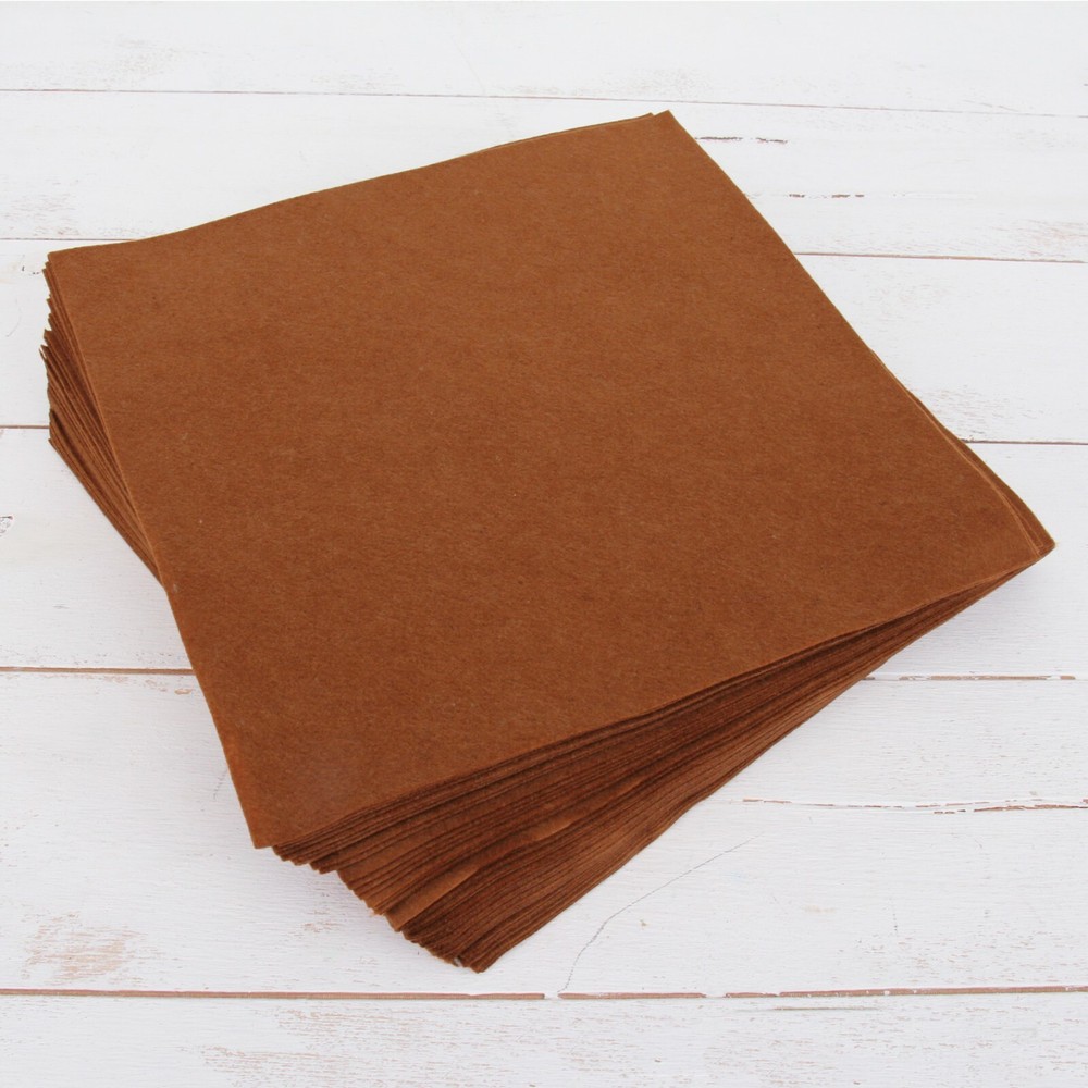 Premium Felt Sheets 50 Pack – 12″ x 12″ – Brown – Soft Wool-Like 1.2mm