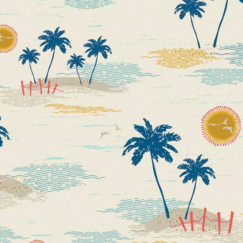 Palm Island Escape Sun Kissed Art Gallery Cotton Fabric by the 1/2 yard